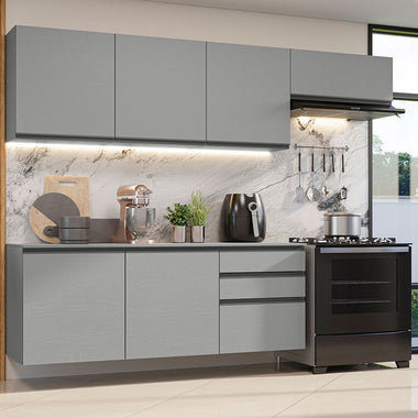 Cocina Integral Flotante 260 cm Gris Nice Madesa