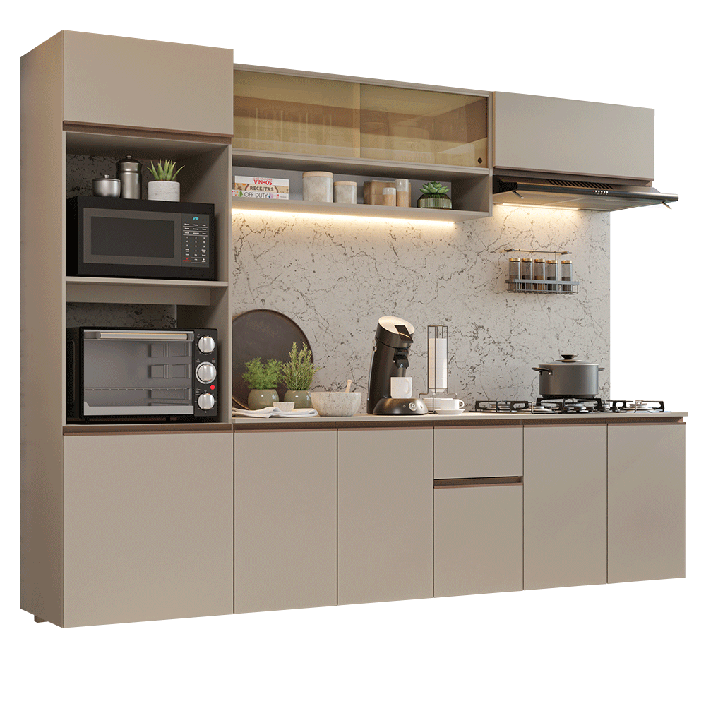 Cocina Integral 260 cm sin Patas Crema Nice 14