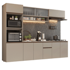Cocina Integral Flotante 260 cm Con Mueble para Horno Crema Nice Madesa