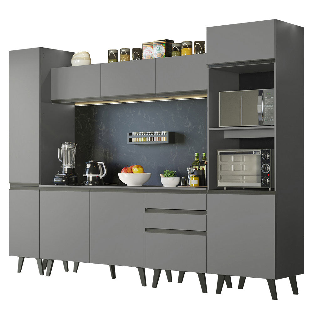 Cocina Integral 280 cm Con Mueble para Horno Gris Nice Madesa