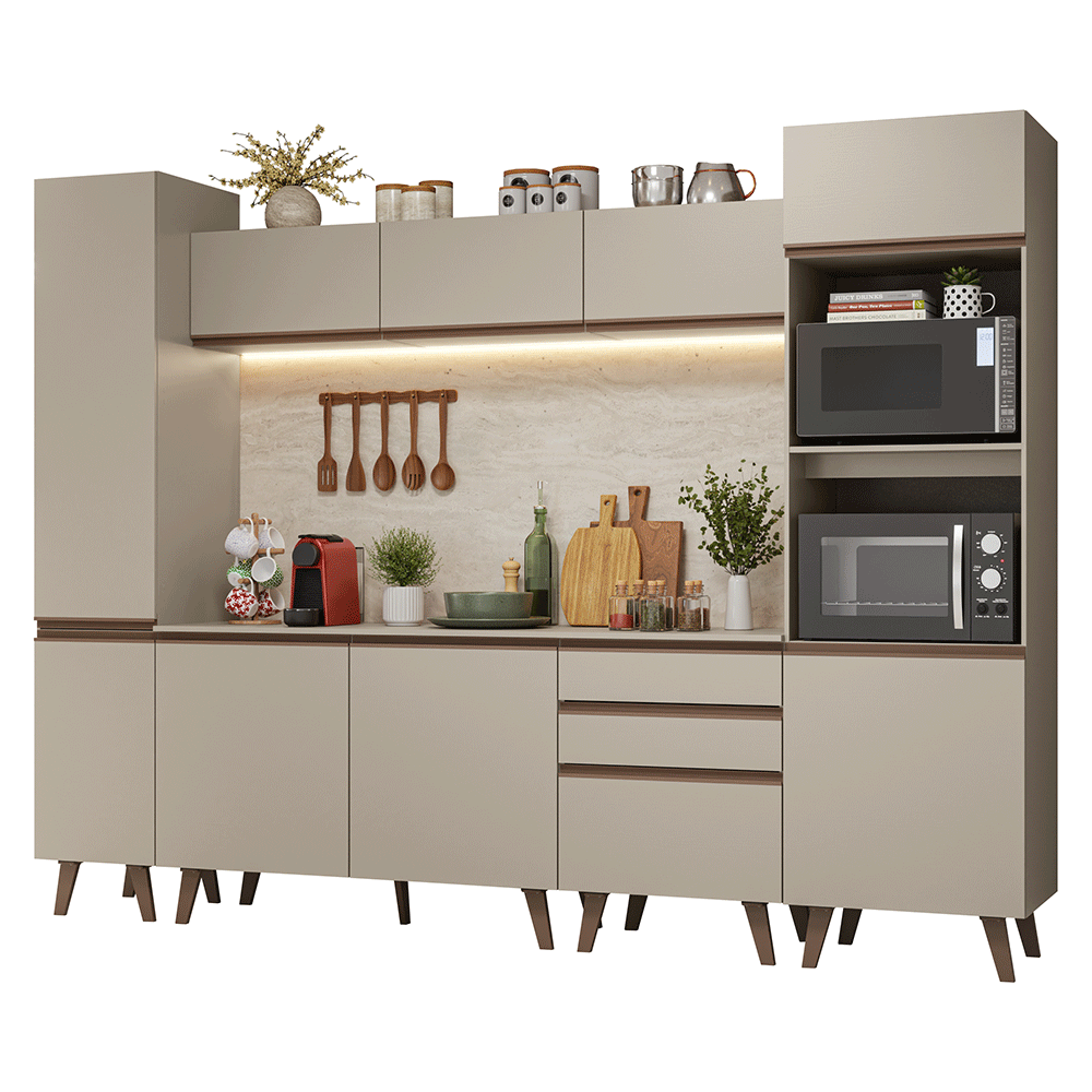 Cocina Integral 280 cm Con Mueble para Horno Crema Nice Madesa