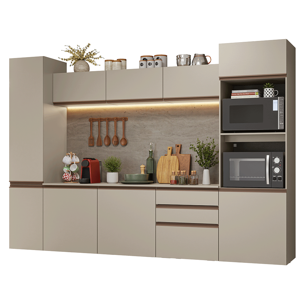 Cocina Integral 280cm Flotante Crema Nice Madesa 06