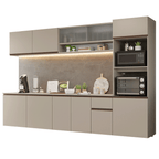 Cocina Integral Flotante 300 cm Con Mueble para Horno Crema Nice Madesa