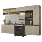 Cocina Integral Flotante 300 cm Con Mueble para Horno Crema Nice Madesa