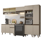 Cocina Integral 300 x 52 cm 10 Puertas 1 Cajón Con Mueble para Horno Crema Nice Madesa 09