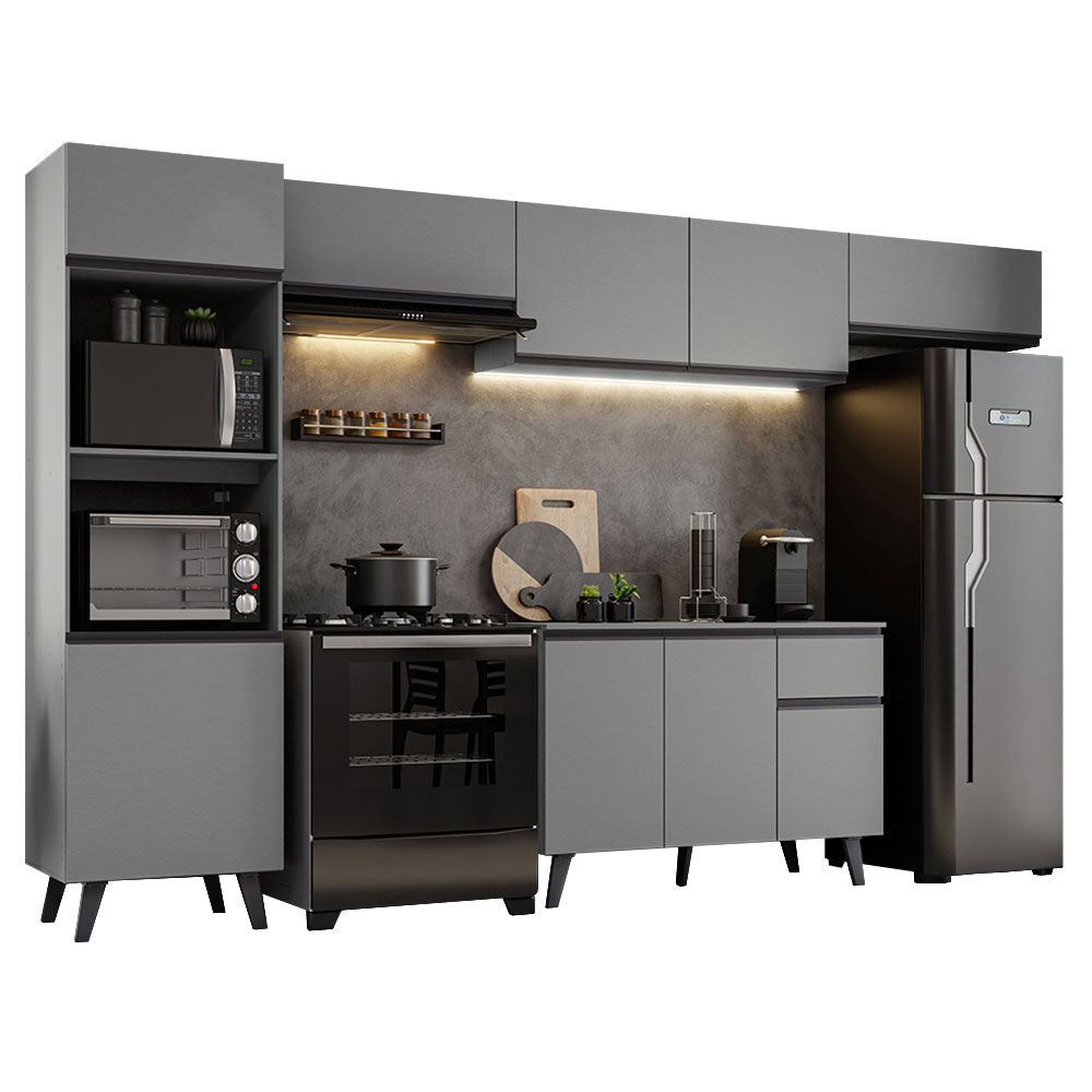 Cocina Integral 340 cm Con Mueble para Horno Gris Nice Madesa