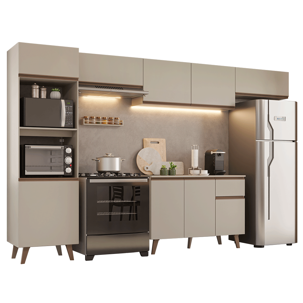 Cocina Integral 340 cm Con Mueble para Horno Crema Nice Madesa