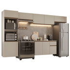 Cocina Integral Flotante 340 cm Con Mueble para Horno Crema Nice Madesa