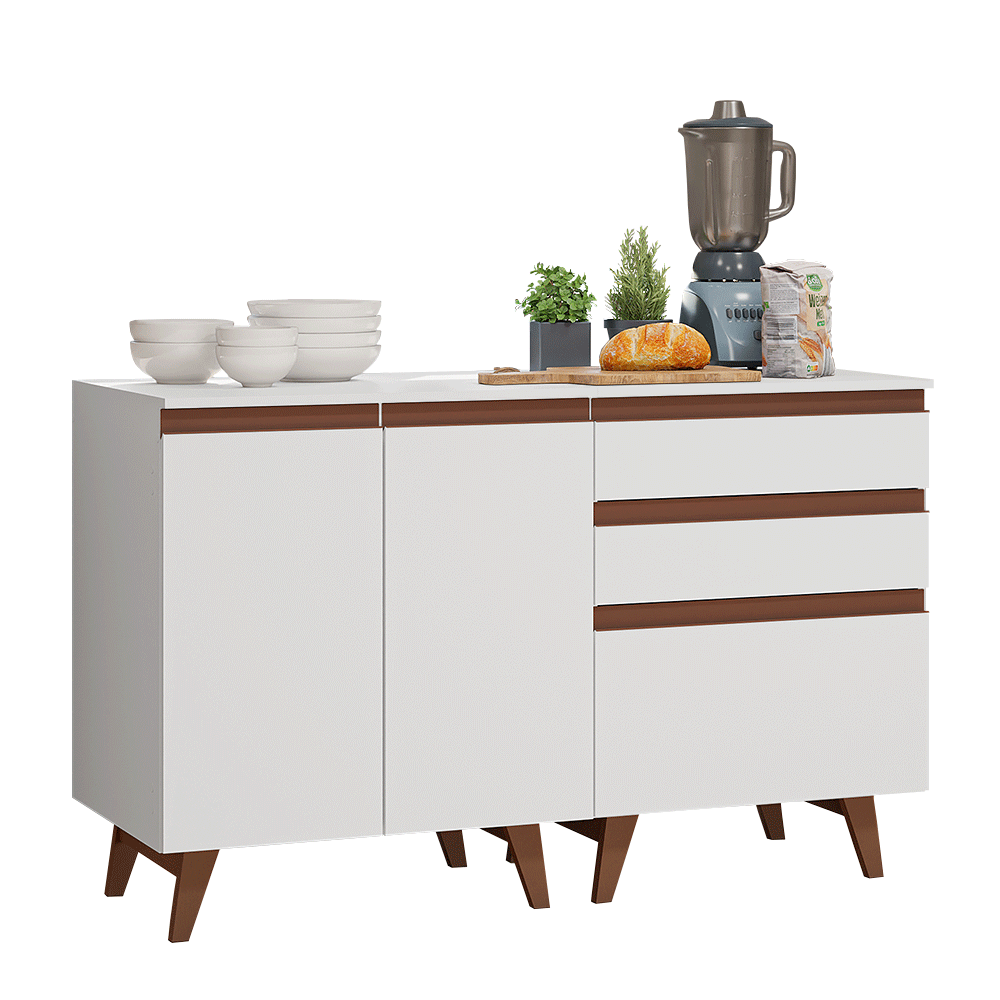 Kit 2 Gabinetes Bajos de Cocina 130 cm Blanco Reims Madesa