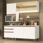 Cocina Compacta 180 x 52 cm 5 Puertas 3 Cajones Blanco Reims Madesa 01