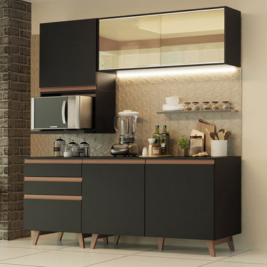 Cocina Compacta 180 cm Negro Reims Madesa