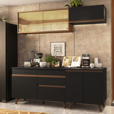 Cocina Compacta 190 cm Negro/Marrón Reims Madesa
