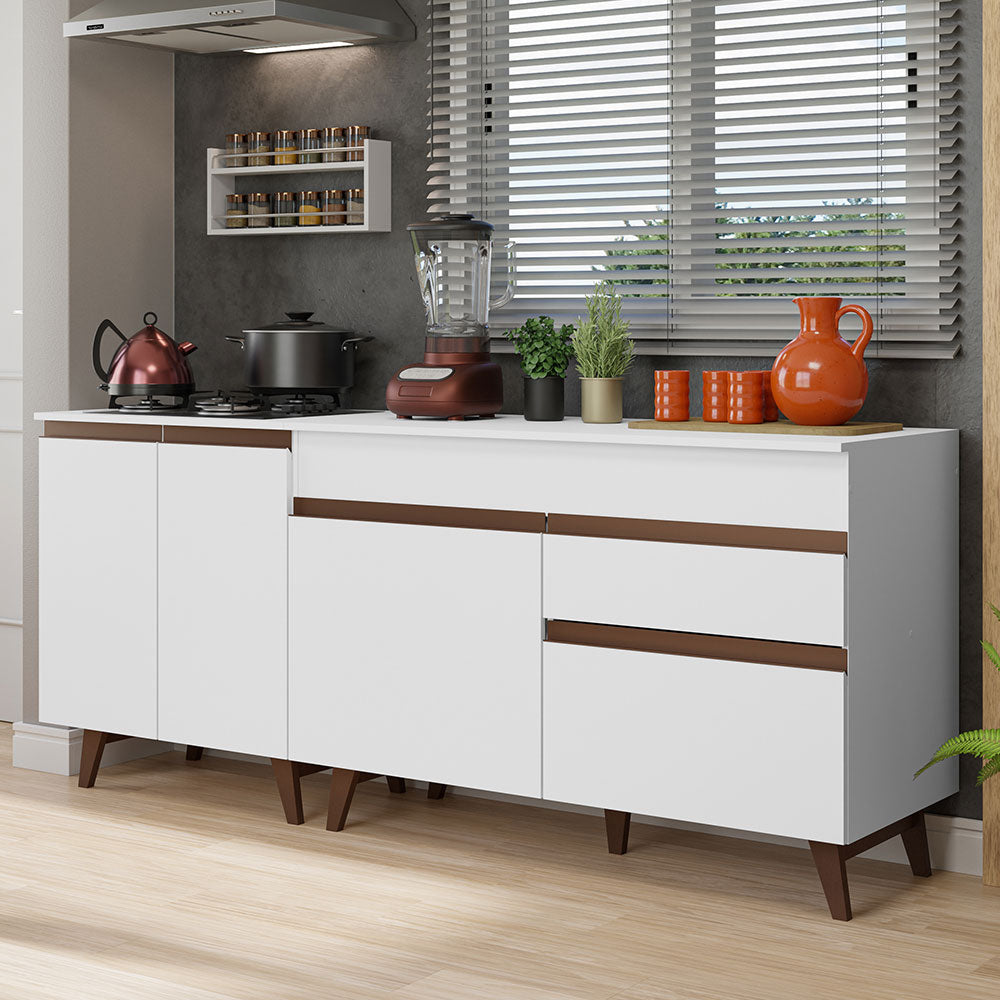 Kit 2 Gabinetes Bajos de Cocina 190 cm Blanco Reims Madesa