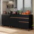 Kit 2 Gabinetes Bajos de Cocina 190 cm Negro Reims Madesa