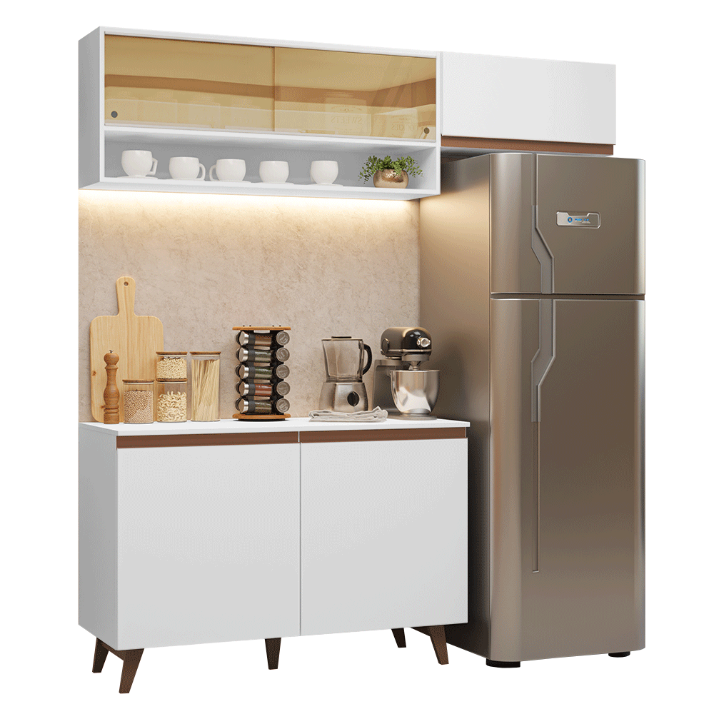 Cocina Compacta 190 x 52 cm 5 Puertas Blanco Reims Madesa 07