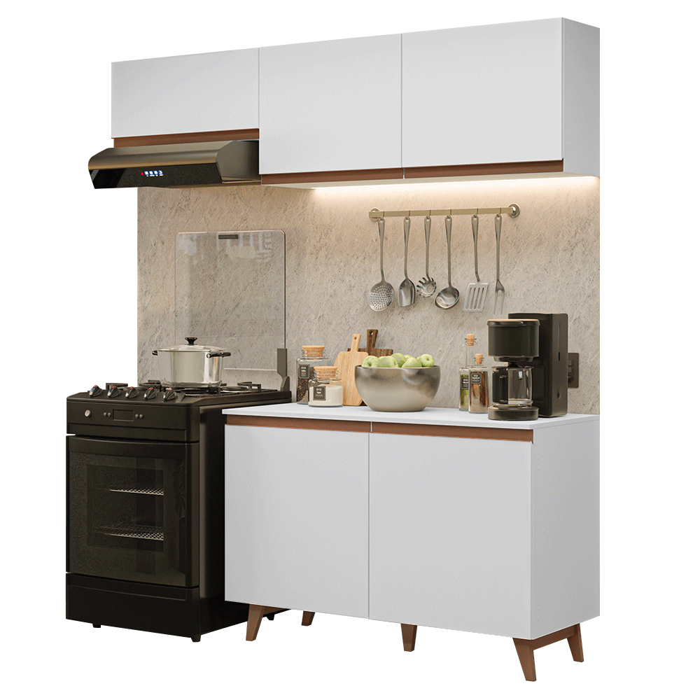 Cocina Compacta 190 x 52 cm 5 Puertas Blanco Reims Madesa 08