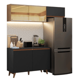 Cocina Compacta 190cm Negro/Marrón Reims 09
