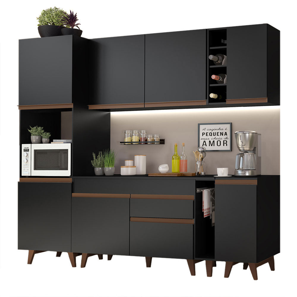 Cocina Integral 235cm Negro Reims Madesa 02
