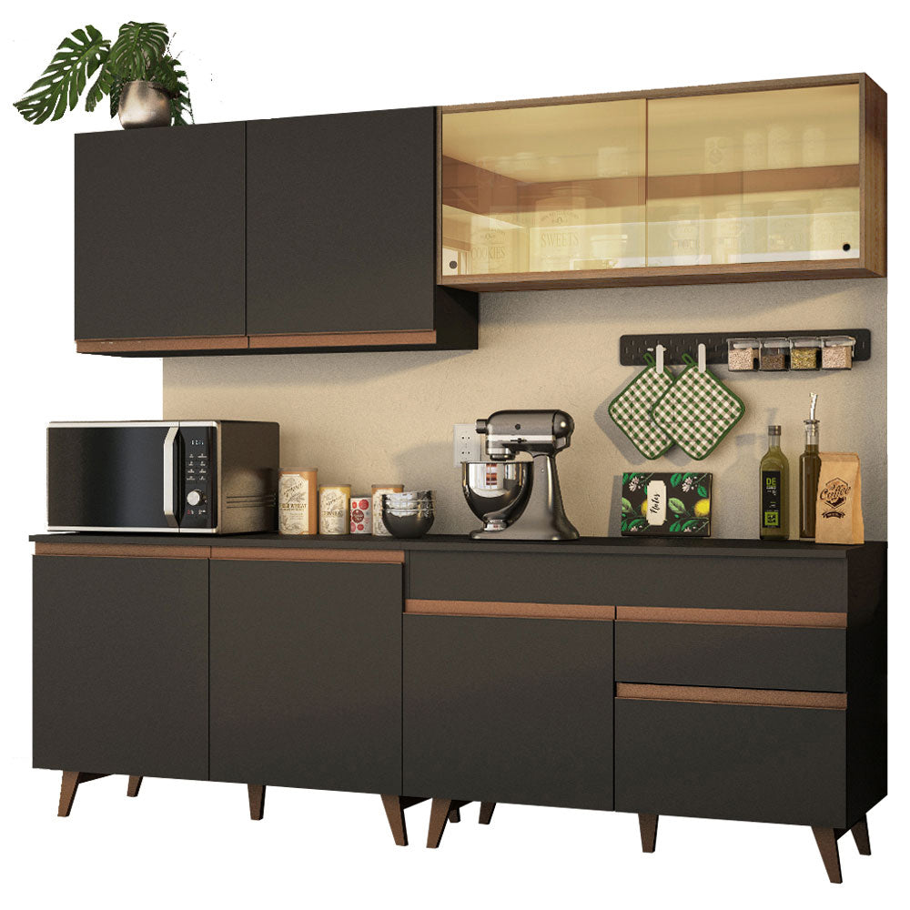 Cocina Integral 240 cm Negro/Marrón Reims Madesa