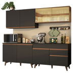 Cocina Integral 240 cm Negro/Marrón Reims Madesa