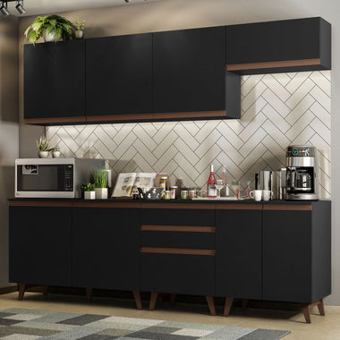 Cocina Integral 250 cm Negro Reims Madesa