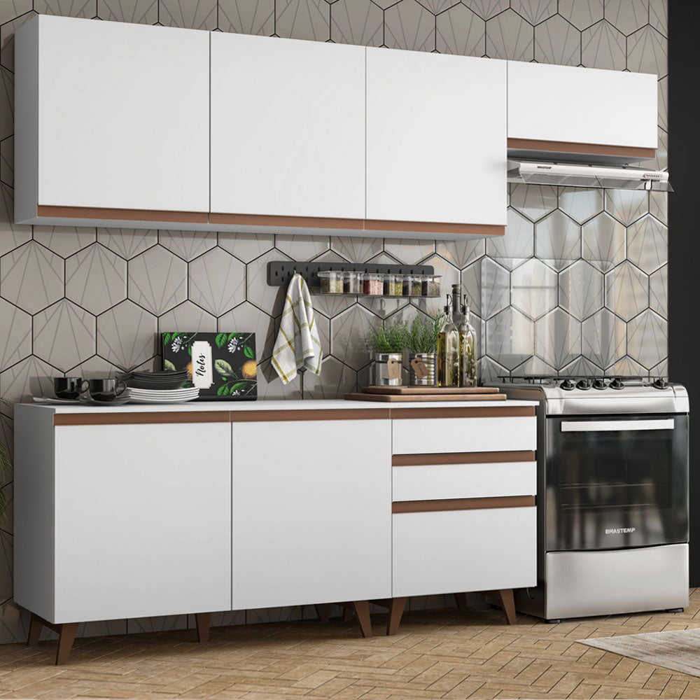 Cocina Integral 250 x 52 cm 6 Puertas 3 Cajones Blanco Reims Madesa 02