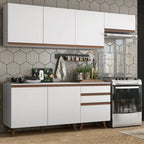 Cocina Integral 250 x 52 cm 6 Puertas 3 Cajones Blanco Reims Madesa 02