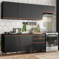 Cocina Integral 250 x 52 cm 6 Puertas 3 Cajones Negro Reims Madesa 02