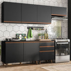 Cocina Integral 250 x 52 cm 6 Puertas 3 Cajones Negro Reims Madesa 02