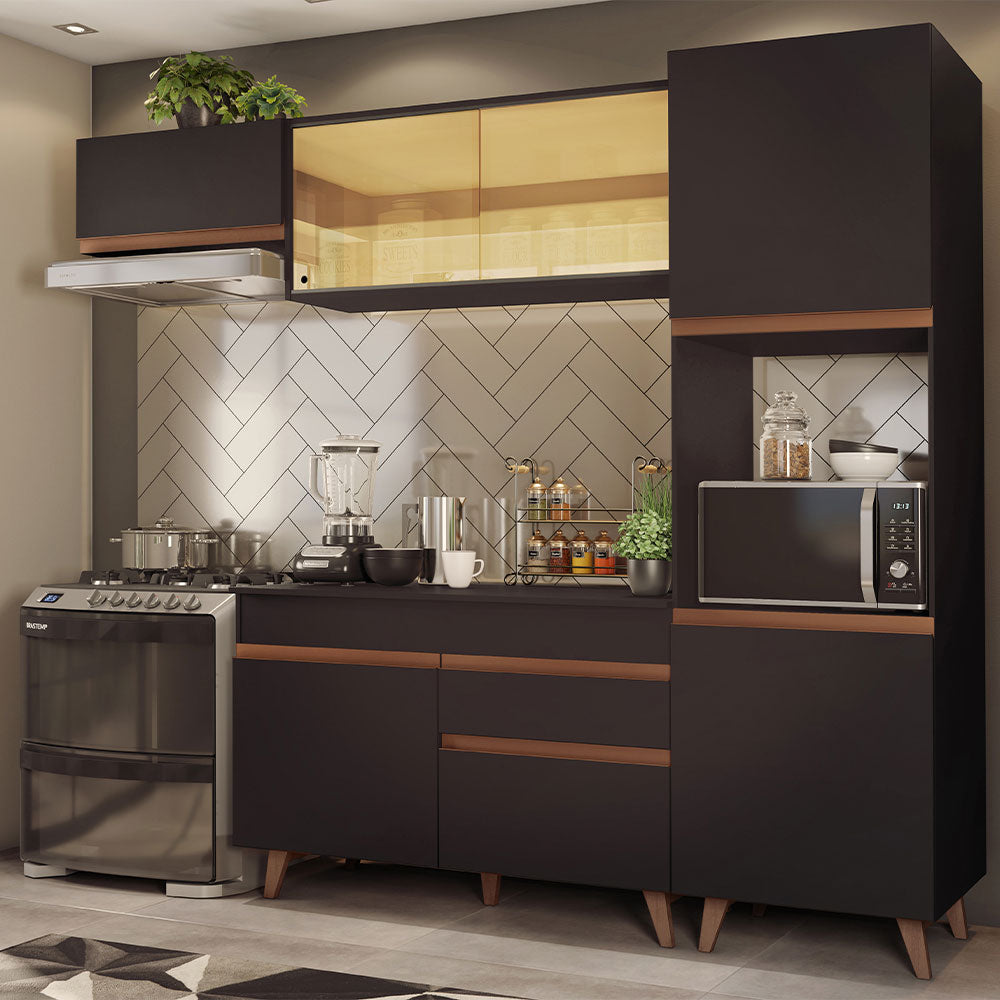 Cocina Integral 250cm Negro Reims Madesa 03