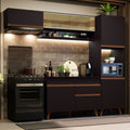Cocina Integral 250 cm Con Mueble para Horno Negro Reims Madesa