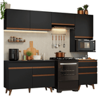Cocina Integral 250 cm Negro Reims Madesa