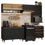 Cocina Integral 250 cm Negro Reims Madesa