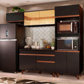 Cocina Integral 260 cm Con Mueble para Horno Negro Reims Madesa