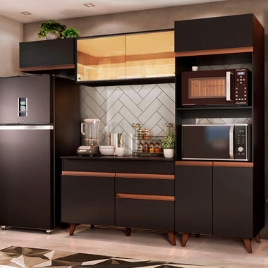 Cocina Integral 260 cm Con Mueble para Horno Negro Reims Madesa