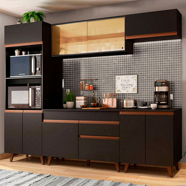 Cocina Integral 260 cm Con Mueble para Horno Negro Reims Madesa
