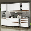 Cocina Integral 260 x 52 cm 7 Puertas 4 Cajones Con Mueble para Horno Blanco Reims Madesa 05