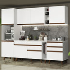 Cocina Integral 260 x 52 cm 7 Puertas 4 Cajones Con Mueble para Horno Blanco Reims Madesa 05