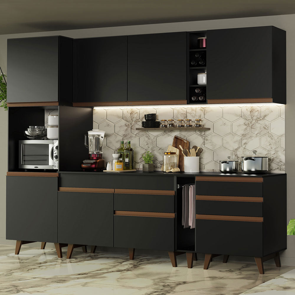 Cocina Integral 260cm Negro Reims Madesa 05