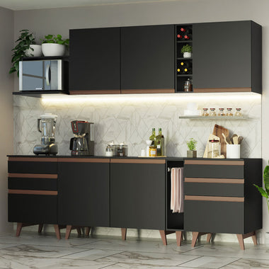 Cocina Integral 260 cm Negro Reims Madesa