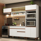Cocina Integral 260 x 52 cm 8 Puertas 1 Cajón Con Mueble para Horno Blanco Reims Madesa 07
