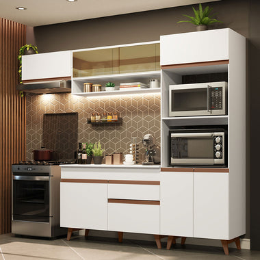 Cocina Integral 260 cm Con Mueble para Horno Blanco Reims Madesa