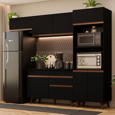 Cocina Integral 260 cm Con Mueble para Horno Negro Reims Madesa