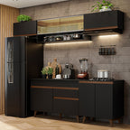 Cocina Integral 260 x 52 cm 8 Puertas 1 Cajón Negro Reims Madesa 11