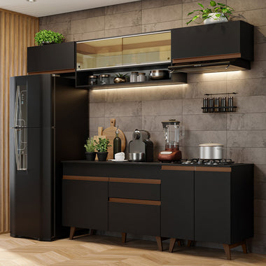 Cocina Integral 260 cm Negro Reims Madesa