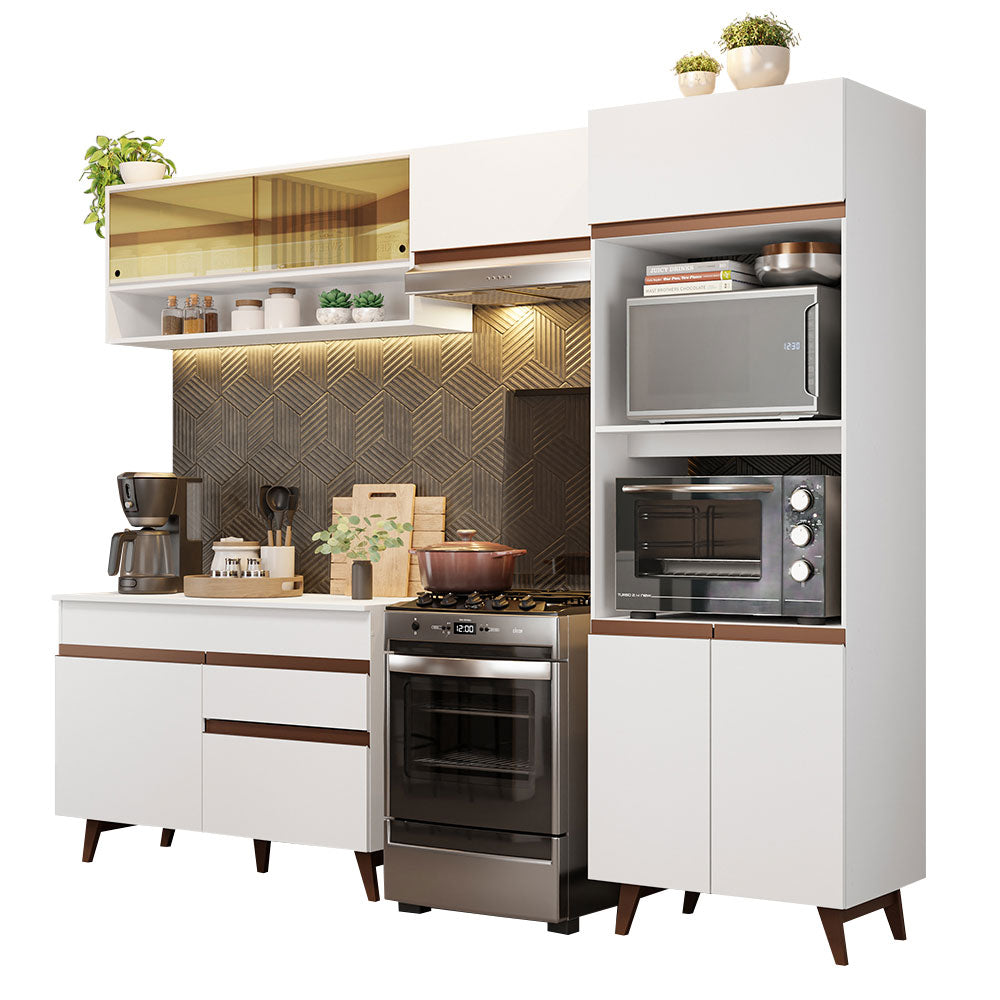 Cocina Integral 260 x 52 cm 8 Puertas 1 Cajón Con Mueble para Horno Blanco Reims Madesa 12