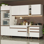 Cocina Integral 270 x 52 cm 8 Puertas 4 Cajones Con Mueble para Horno Blanco Reims Madesa 02