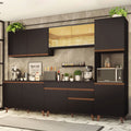 Cocina Integral 300 x 52 cm 10 Puertas 1 Cajón Con Mueble para Horno Negro Reims Madesa 01