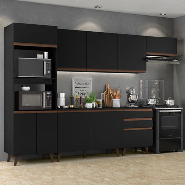 Cocina Integral 320 cm Con Mueble para Horno Negro Reims Madesa