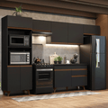 Cocina Integral 330 cm Con Mueble para Horno Negro Reims Madesa